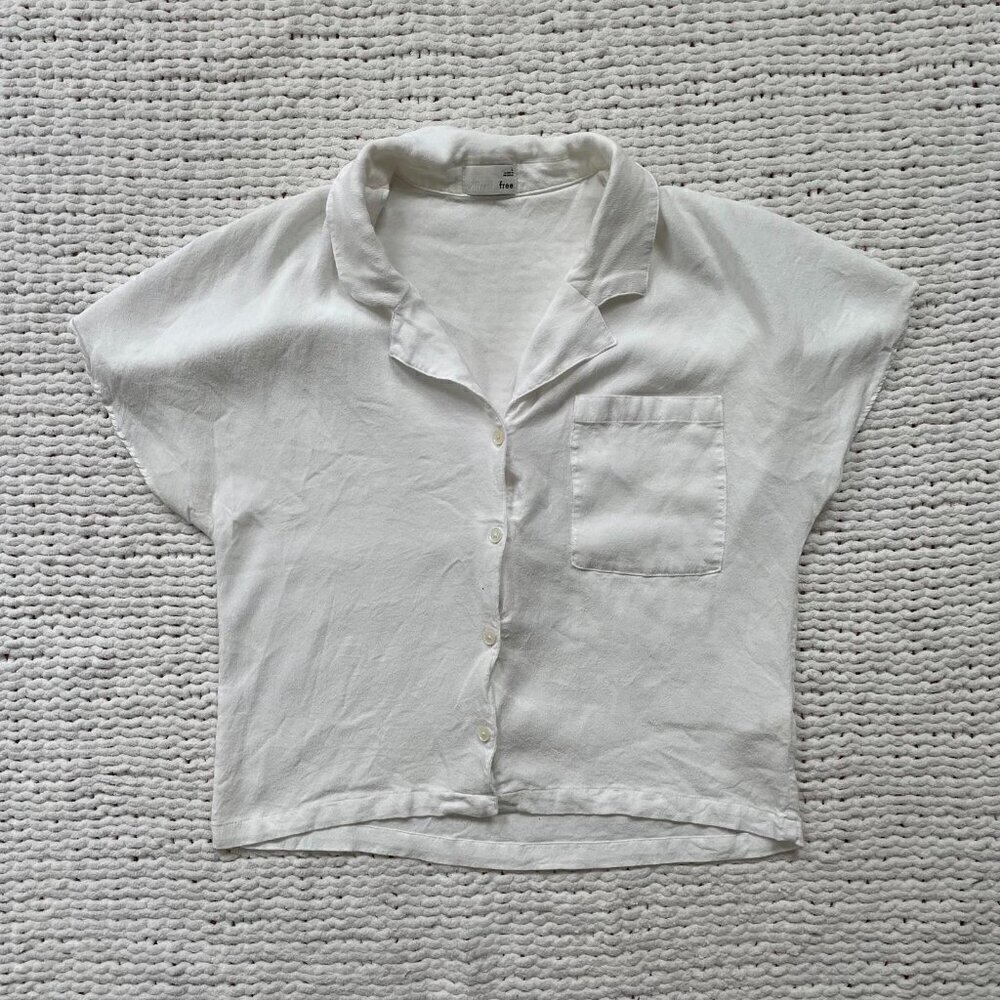 Wilfred Free White Crepe Button Up Shirt - Size Large